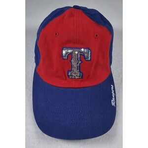 MLB Texas Rangers Hat Fan Favorite Womens Sparkle Hat Adjustable Sequin Blue Red
